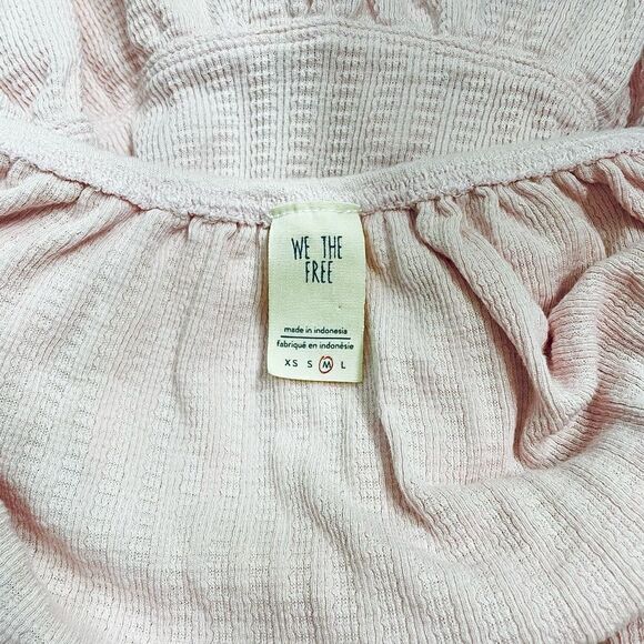 We The Free Ruffle Short Sleeve Baby Pink Blouse Medium Coquette - Picture 6 of 7